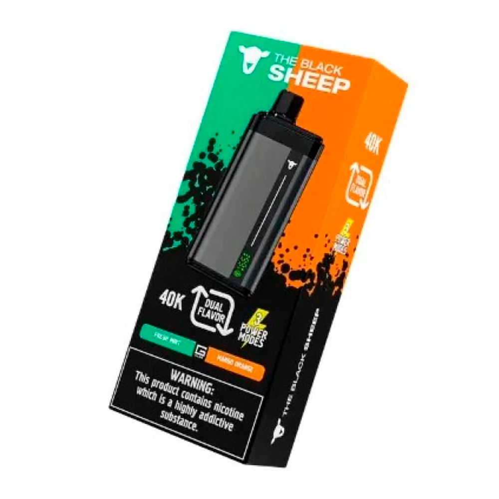 FRESH MINT/MANGO ORANGE THE BLACK SHEEP DUAL TANK 40000 PUFFS - POD DESCARTÁVEL